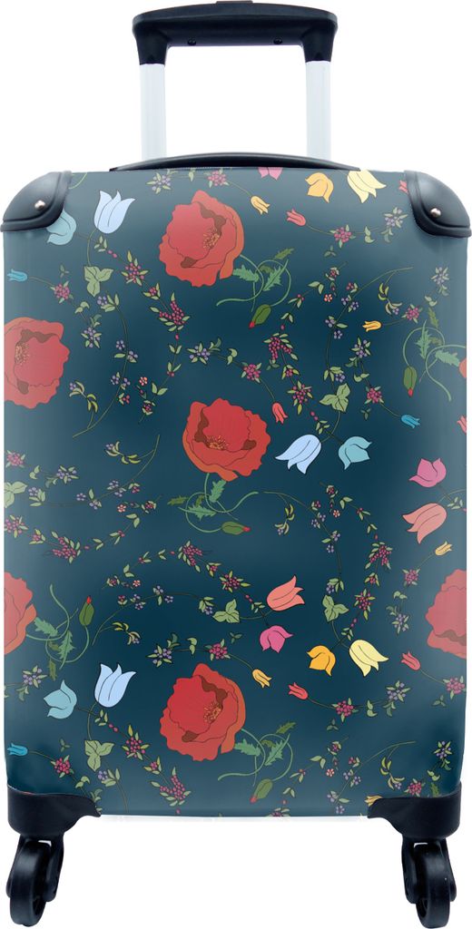 MuchoWow MuchoWow Koffer Handgepäck Trolley Rollkoffer Kleine Reisekoffer mit 4 Rollen - Regenbogen - Blumen - Design - Cabin Size < 55x40x23 ...