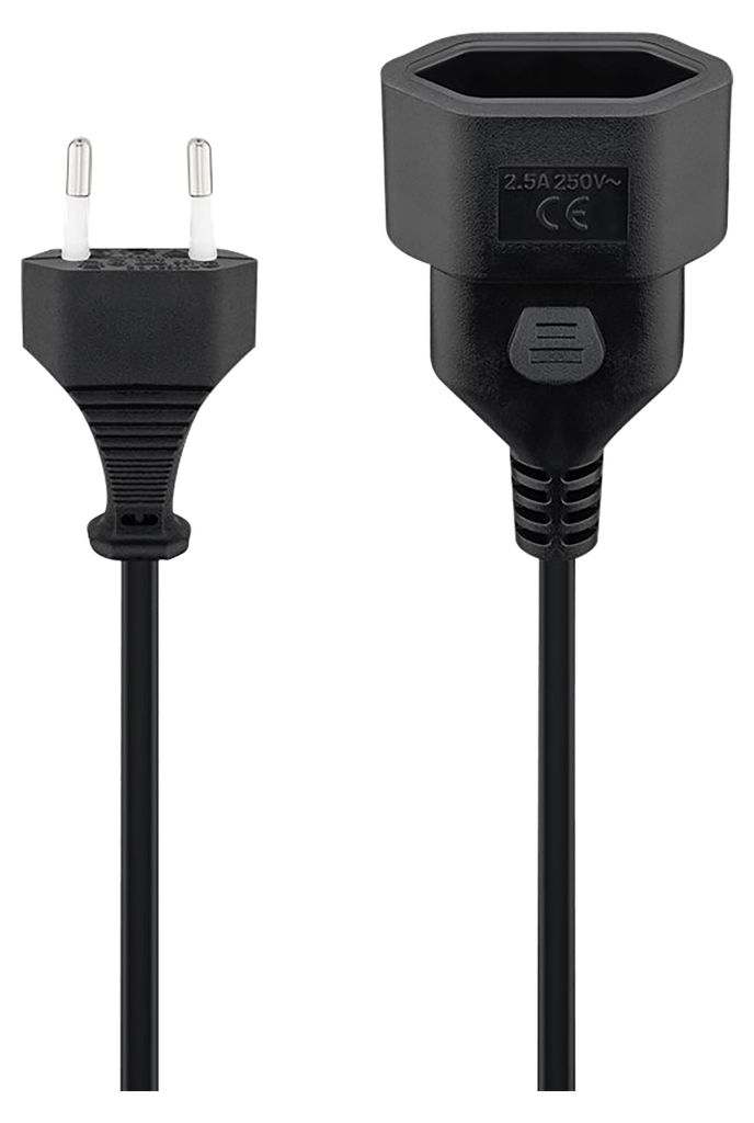 Goobay 50508 Rallonge Euro, 3 m, noir, 3 m - Prise Euro Image du produit 