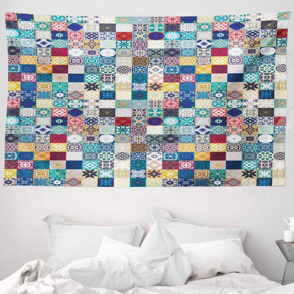 ABAKUHAUS marokkanisch Wandteppich, Aufwändige Patchwork-Motiv aus Weiches Mikrofaser Stoff Waschbar ohne Verblassen Digitaldruck, 230 x 140 cm, M...