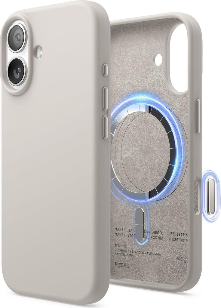 ELAGO Handyhülle für iPhone 17, Silikon Soft Case Magsafe, Stone