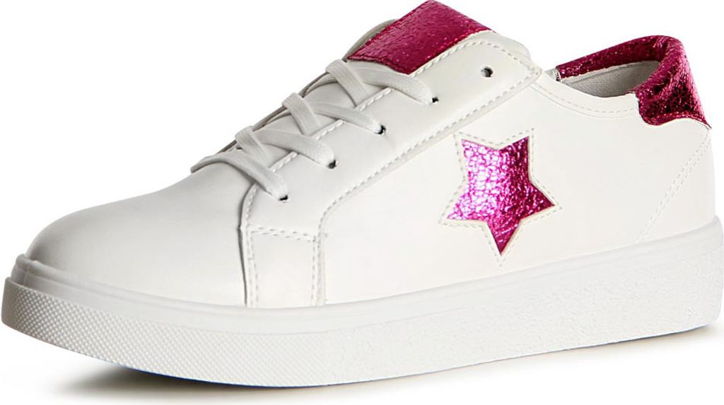 topschuhe24 1545 Damen Plateau Sneaker Turnschuhe Skater Glitzer Nieten, Farbe:Pink, Größe:36 EU