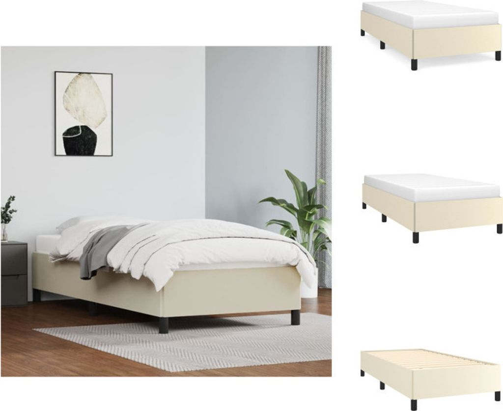 vidaXL Bettgestell Creme 90x190 cm Kunstleder - Betten & Bettgestelle