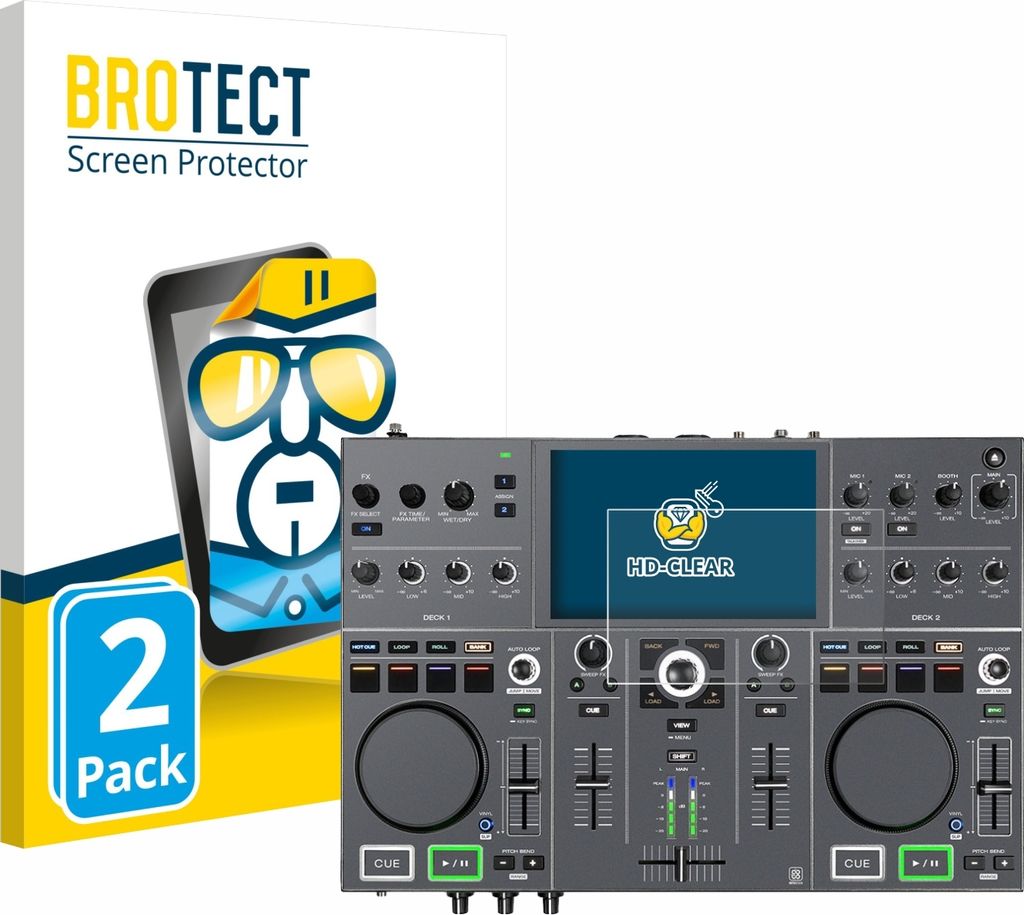 2x Für Denon DJ Prime Go+ Schutzfolie BROTECT Displayschutz Display Schutz Folie Klar Transparent