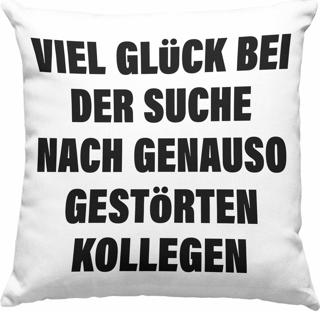 Trendation - Jobwechsel Deko-Kissen mit Füllung 40x40 Geschenk Kollegin Kollege Abschied Lustig Abschiedsgeschenk Sprüche Neuer Job (Blau)
