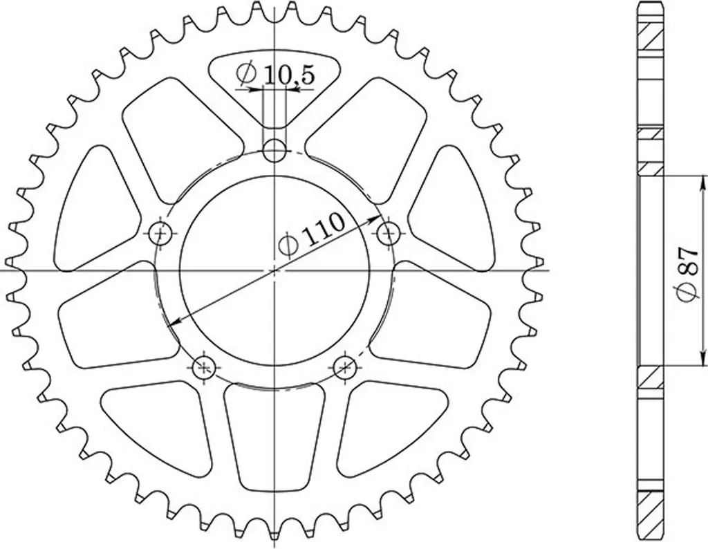 Corona Moto Acciaio Economica e Robusta 530 47 Denti Dis. 14601