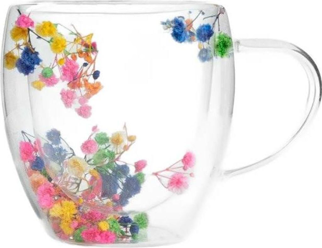 HOMLA SECO Glas mit Doppelwand und Blumen niedrig 0,25 l Produktbild 