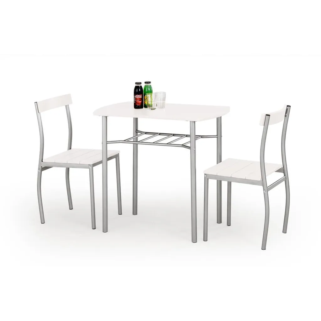 Set Lance Table et 2 Chaises Blanc - Mobilier de Salle à Manger Moderne