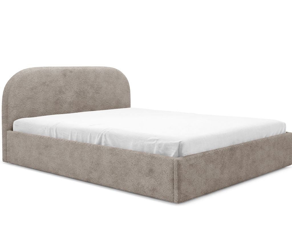 A bed with a white sheet on a white background.