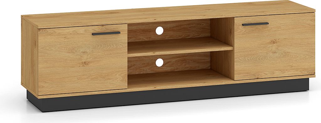 TV-Möbel Ysia mit 2 Türen, Holzoptik und Schwarz, 170cm