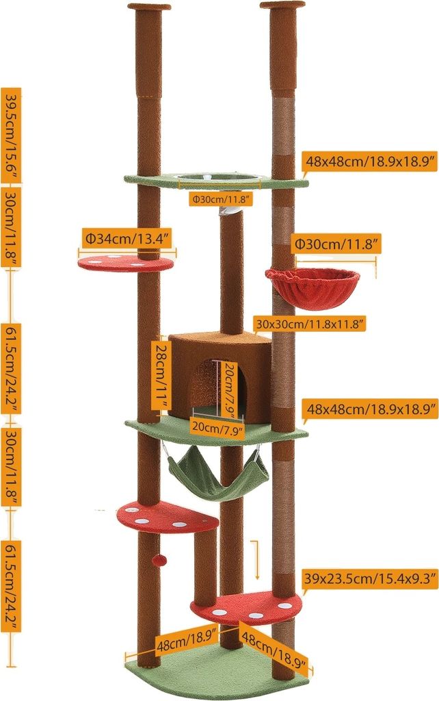 Arbre à chat réglable en hauteur, design stable, Image du produit 
