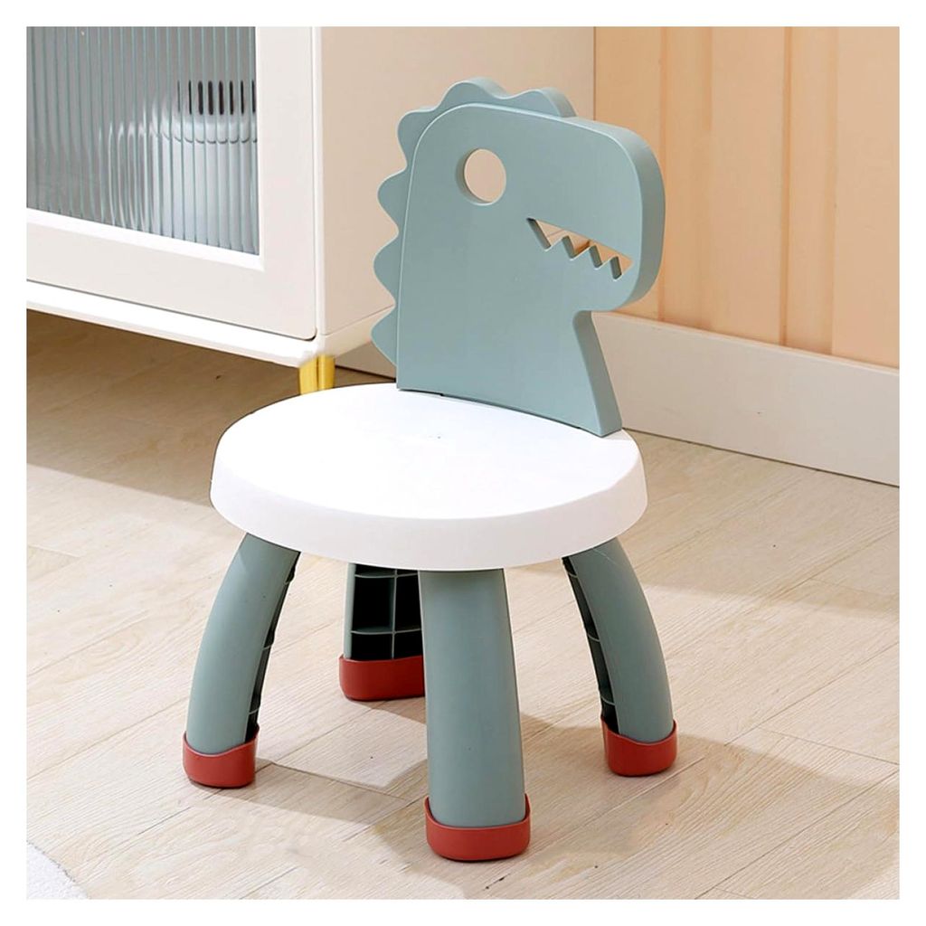 Ergonomischer Kinderstuhl aus Kunststoff mit Dinosaurier-Motiv, Tritthocker mit Rückenlehne, rutschfest und stabil für Lernen und Spielen