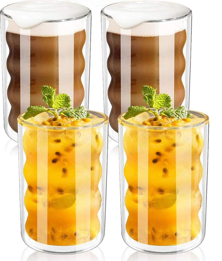 MODFU 4er Set Longdrinkglas 350ml Glas Gläser-Set Cocktailgläser Spülmaschinenfest Trinkgläser