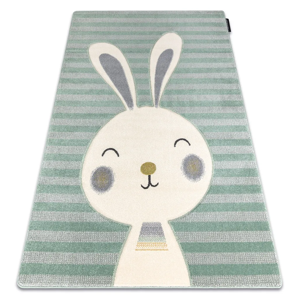 Tapis Enfant Moelleux Vert PETIT RABBIT 140x190 cm - Haute Qualité