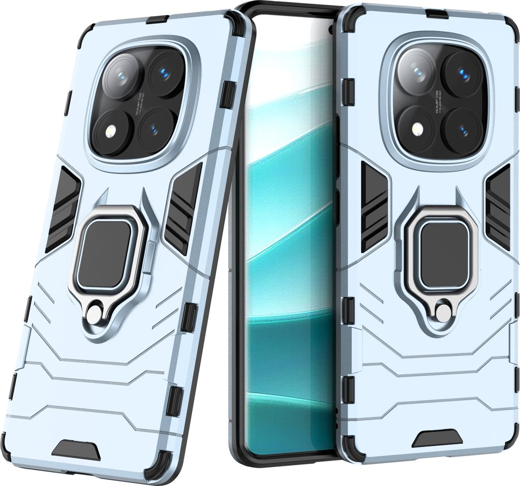 Hülle für Xiaomi Redmi Note 14 Pro 4G Handyhülle Drehbar Ringhalter Magnet Bumper Case in Türkis