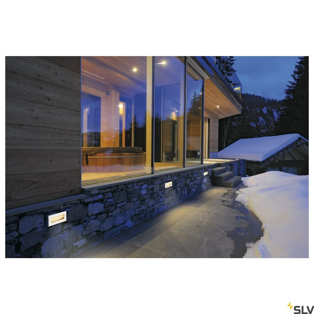 Brick LED encastré mural IP65 Inox 316 asymétrique pour balisage extérieur