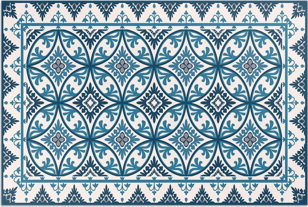 Abstrakte Kreise mediterrane Fliesen – Vinylteppich – 140x210 cm – Outdoor Teppich – Terrasse – Wetterfest – Modern