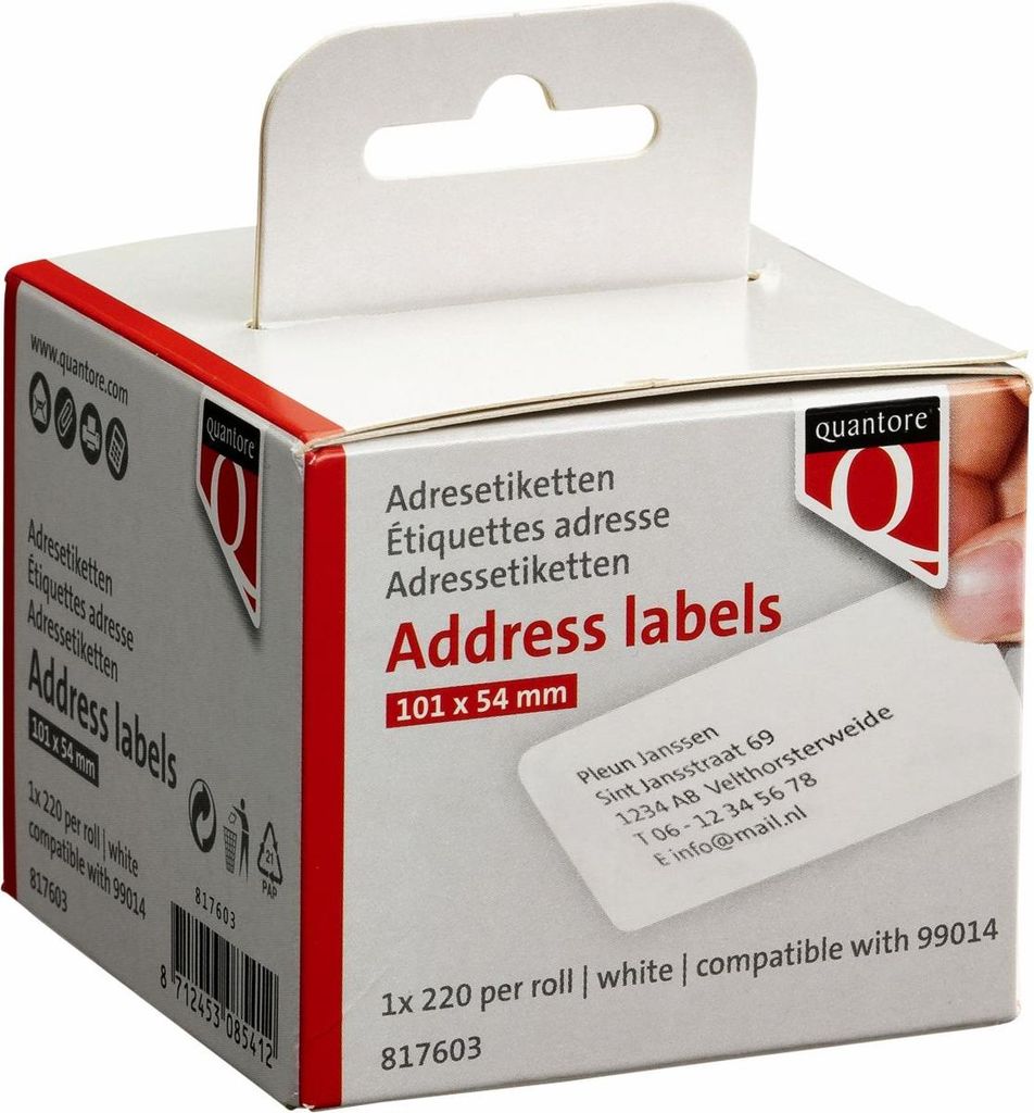 Quantore - Etikettenetikett 99014 54x101mm Adresse weiß