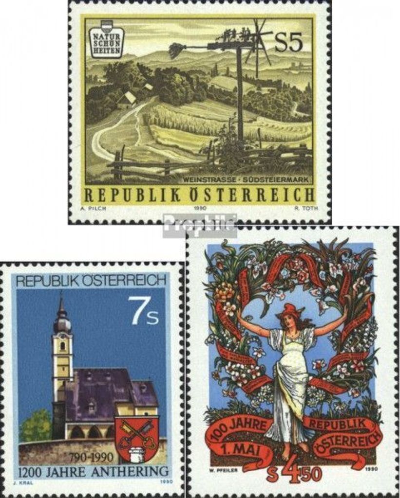 Briefmarken Österreich 1990 Mi 1985,1986,1987 (kompl.Ausg.) gestempelt Sondermarken