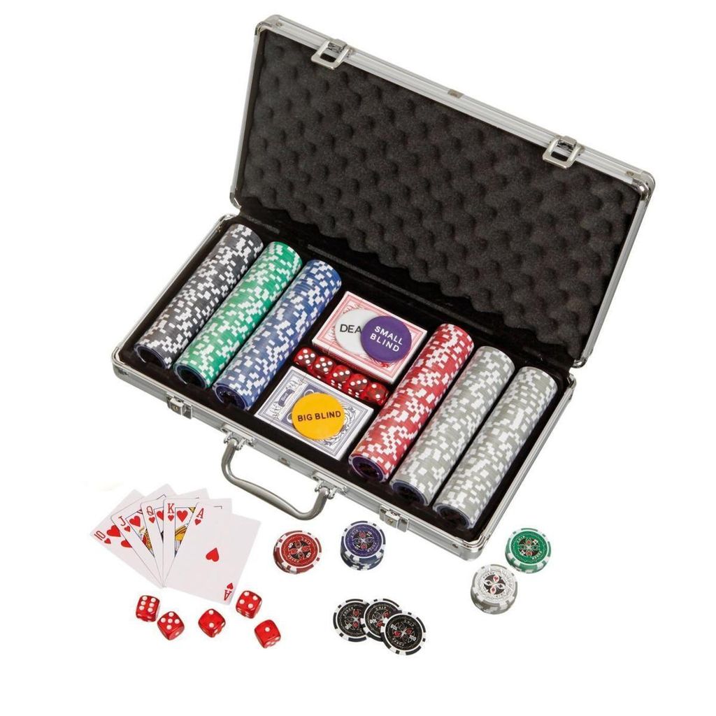 Pokerkoffer mit 300 Pokerchips und Zubehör im Aluminiumkoffer