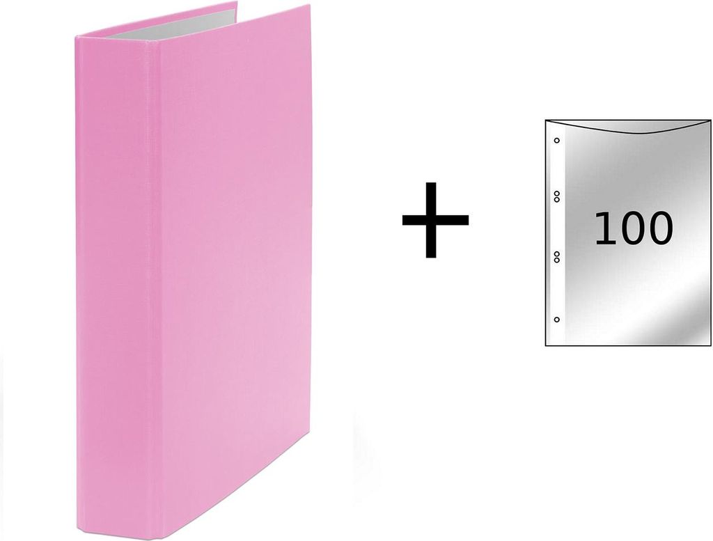 Ringbuch / DIN A5 / 2-Ring Ordner / Farbe: pink + 100 Prospekthüllen