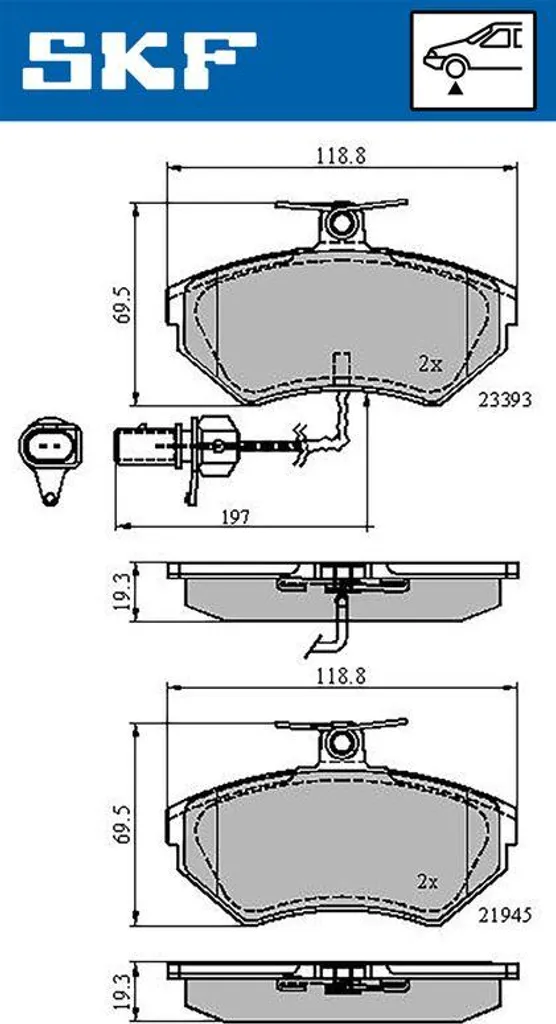 SKF VKBP 80547 E Jeu de Plaquettes de Frein à Disque OE 8E0615115B