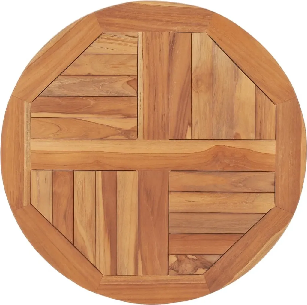 The Living Store Piano del tavolo in legno massiccio di teak rotondo 2,5 cm 60 cm