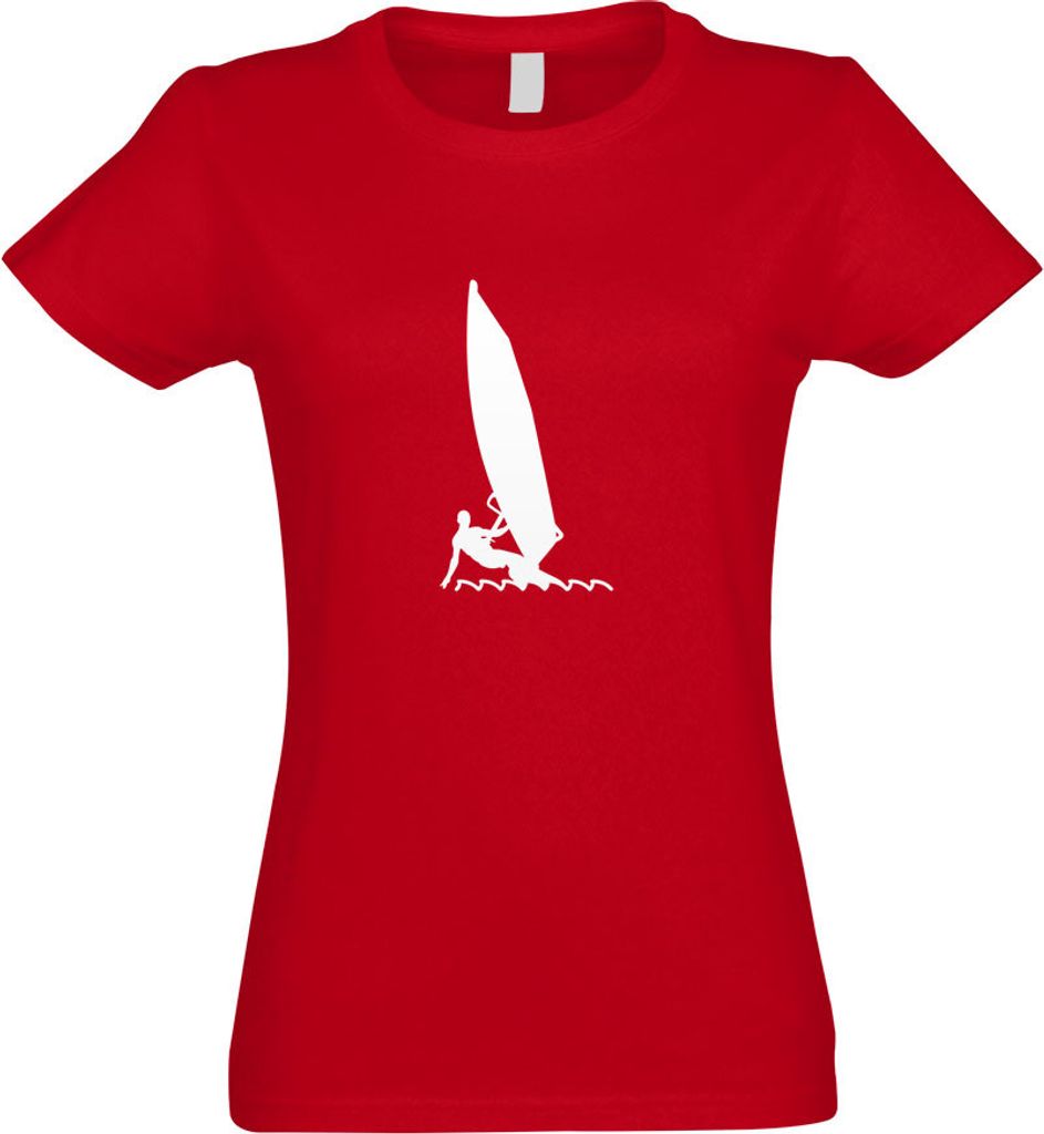 Kiwistar - T-Shirt tailliert - Damen - rot - Windsurfen Segel Sportler - mit Motiv Bedruckt - Funshirt Design - Sport - Freizeit - Damen - M