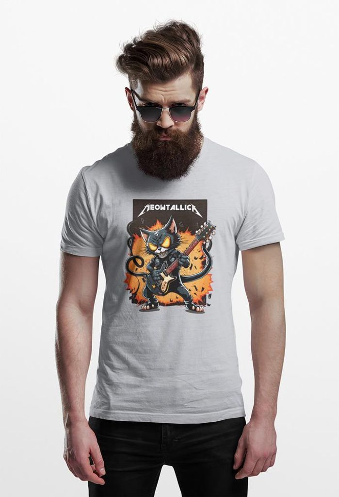 D&B 150 Uni Polo ZN00013 Meowtallica HellGrau-Größe L