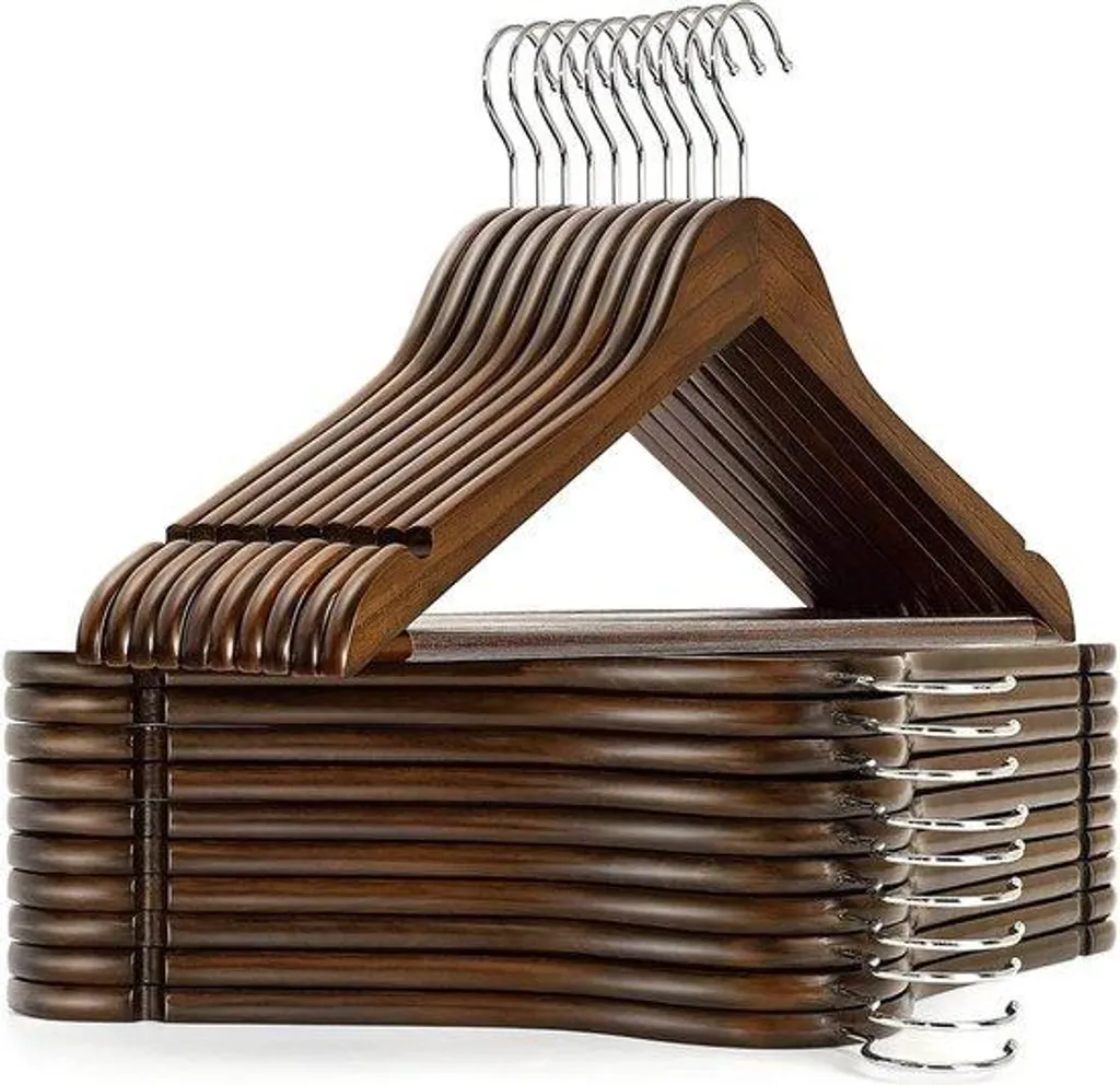 Cintres en bois pour dressing organisé - Lot de 30 avec barre antiglisse