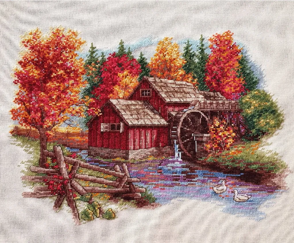 Broderie Point de Croix Gloire de l'Automne : Idéal pour Déco Maison