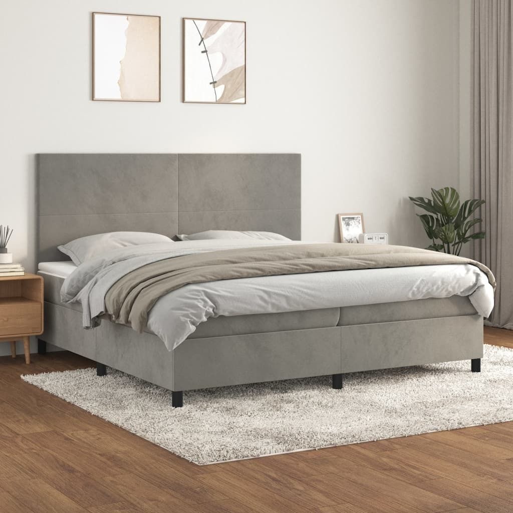 Maison Exclusive - Boxspringbett mit Matratze Hellgrau 200x200 cm Samt