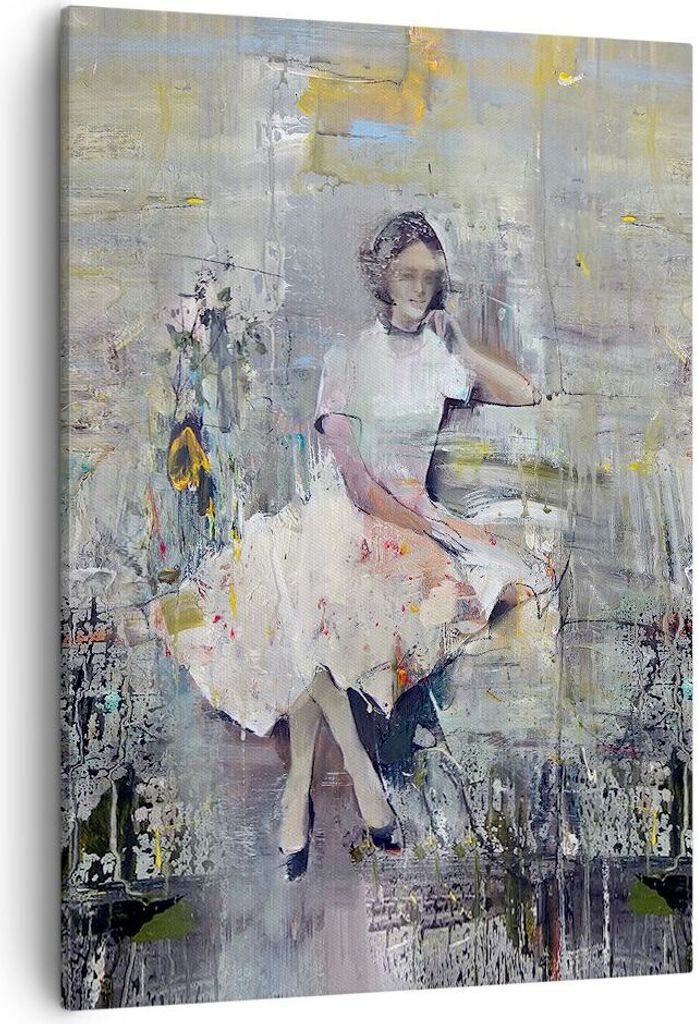 Bild auf Leinwand - Leinwandbild - Einteilig - Zeitgenössisch Malerei Frau - 50x70cm - Wand Bild - Wanddeko - Wandbilder - Leinwanddruck - Wanddek...
