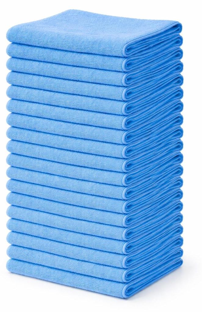 30er Set Mikrofasertücher 38x38 cm 210g/m² Trockentuch - Farbe Blau - Poliertuch Autopflege Reinigungstuch Autotuch Fenstertuch fusselfrei saugst...