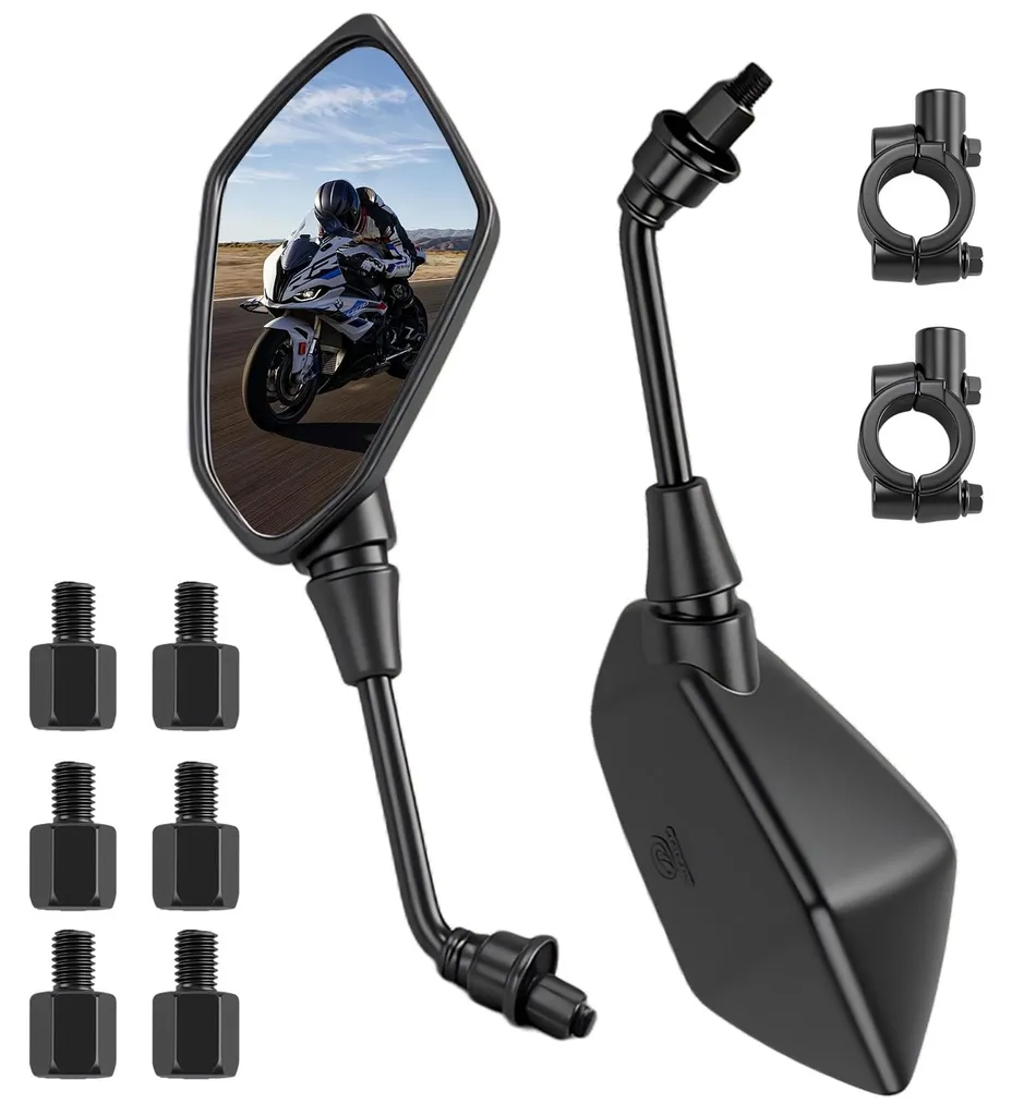 Rétroviseurs Moto Réglables 360° Homologués E avec Filetage M8 et M10