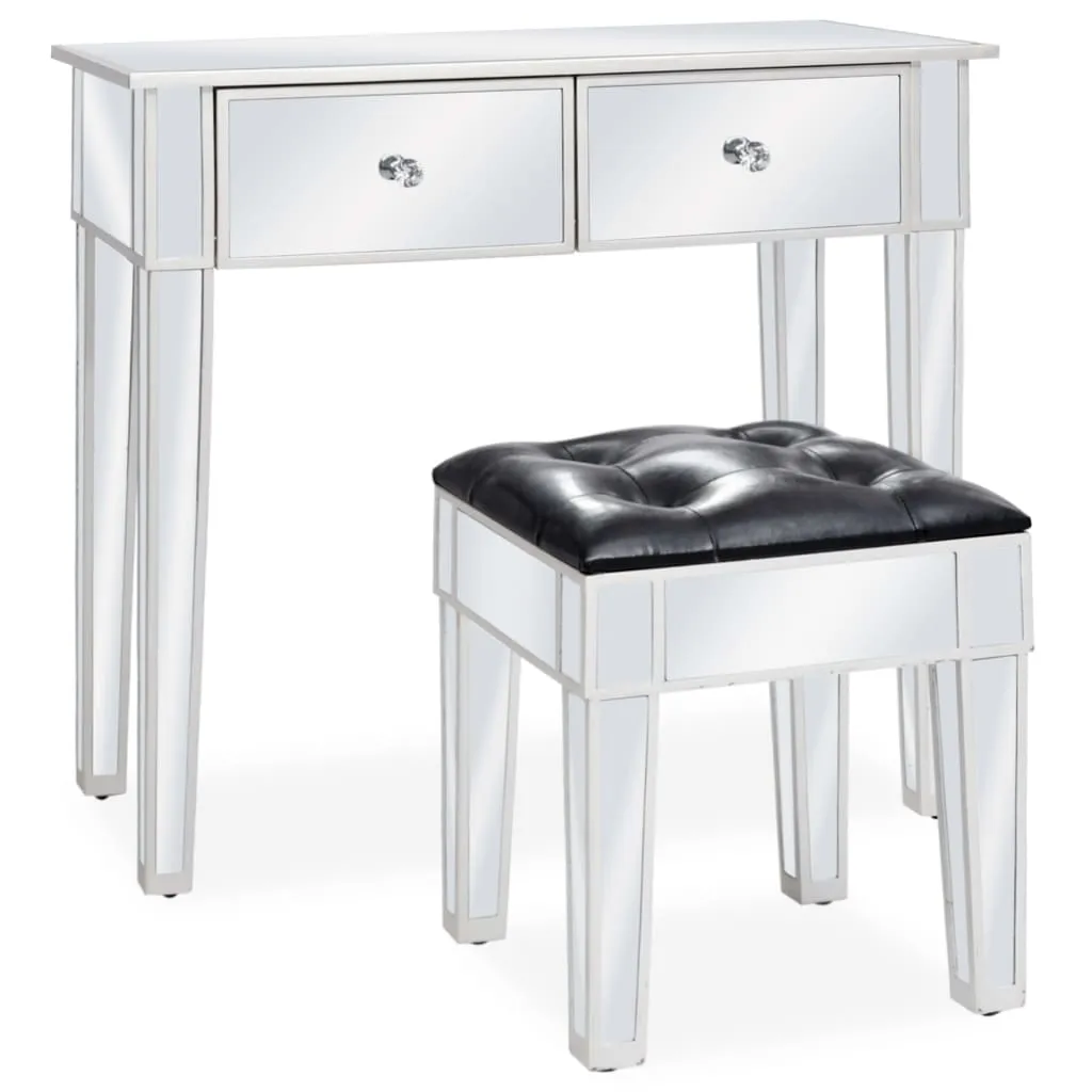Table de Maquillage avec Miroir et Tabouret en MDF Blanc - vidaXL - 2