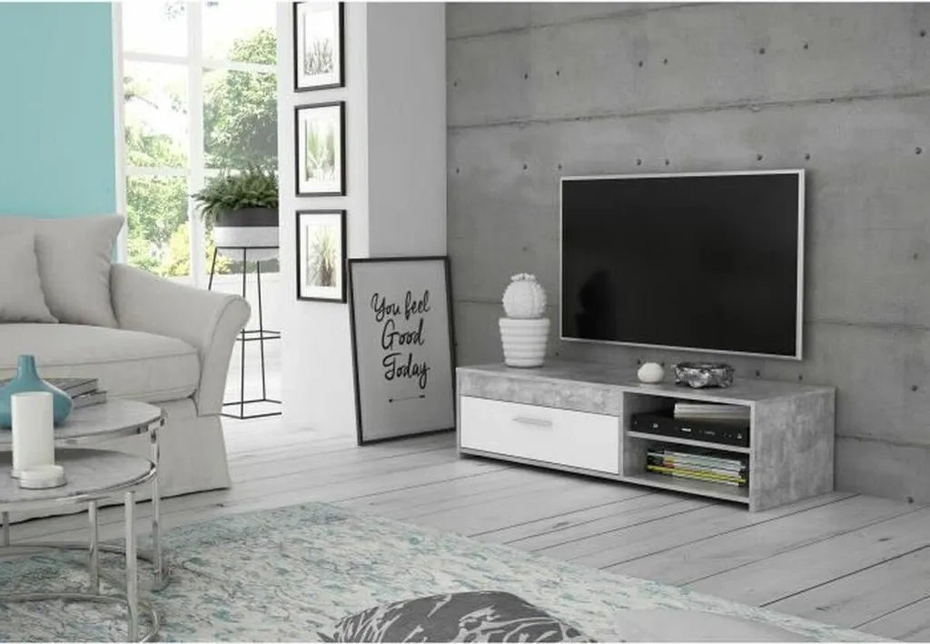 Meuble TV Gris Clair 120 cm : La Solution pour Petits Espaces Encombrés - 5