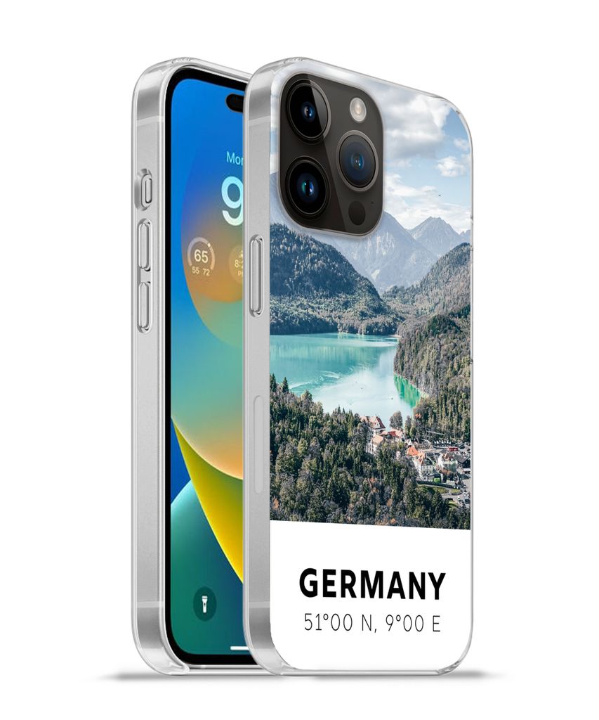 MuchoWow Handyhülle Schutzhülle Hülle für Apple iPhone 14 Pro - Softcase Deutschland - Bergen - Meer Silikon Softcase Handy Hülle - Umschlag