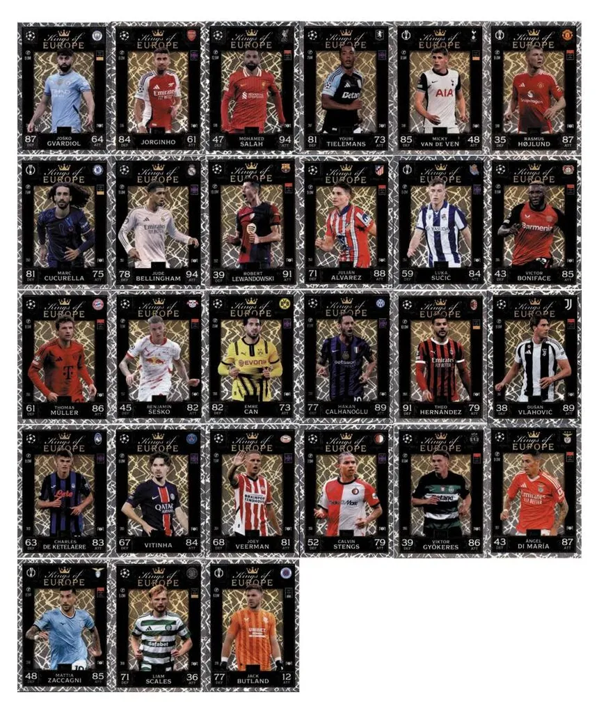 Cartes Match Attax Ligue des Champions 24/25 Extra - Les 27 Kings of Europe