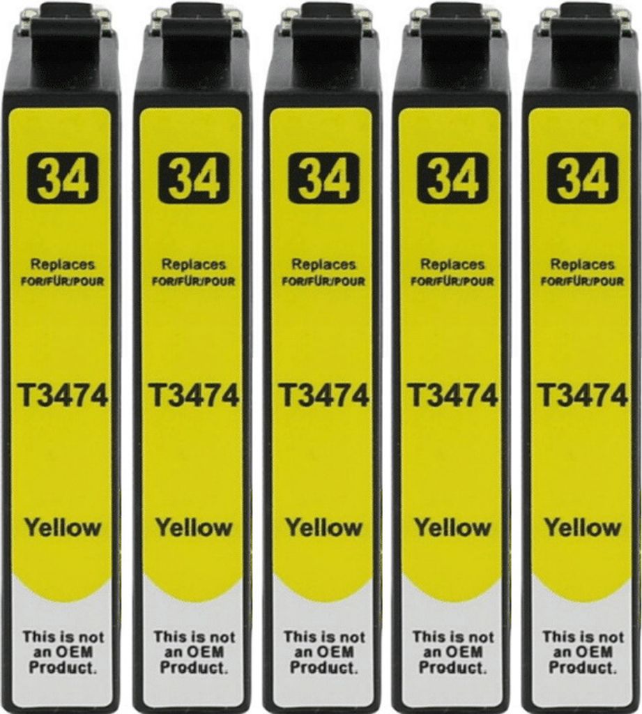 5 kompatible Druckerpatronen T3474, T34XL Yellow für Epson WorkForce Pro WF-3720 DW, WF-3720 DWF, WF-3725 DWF