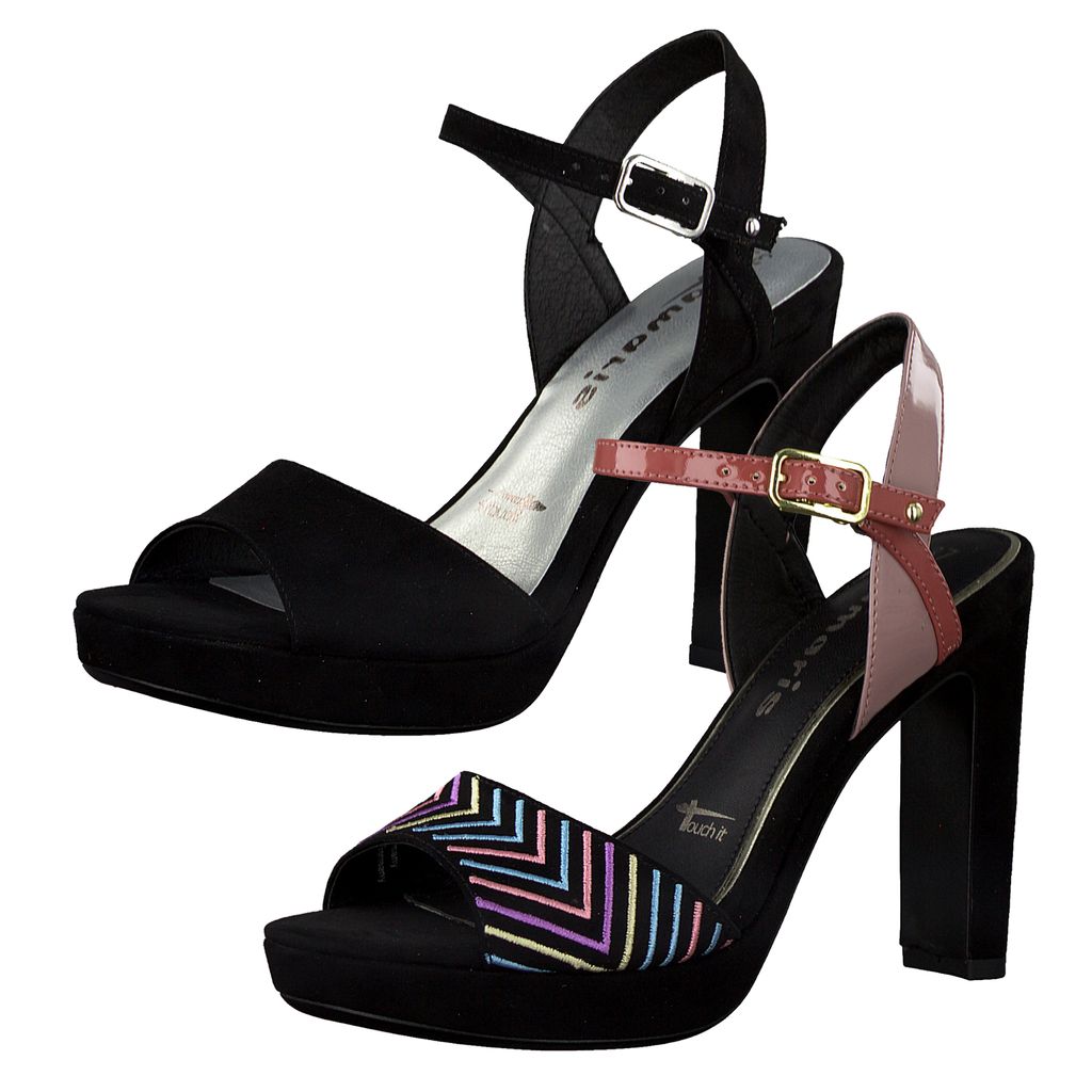 Tamaris 1-28398-24 Damen Sandalen Sandaletten High Heel, Größe:37 EU, Farbe:Schwarz