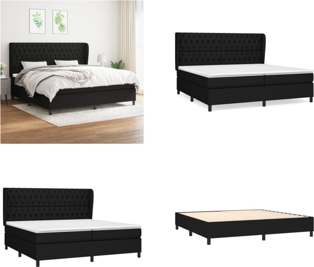 vidaXL Boxspringbett mit Matratze Schwarz 200x200 cm Stoff - Boxspringbett - Boxspringbetten - Bett - Schlafzimmermöbel