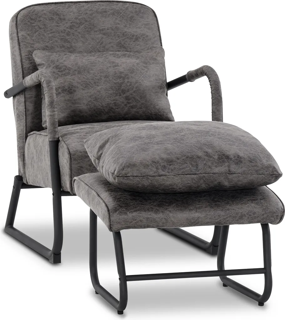 Fauteuil Relax Ergonomique contre le Mal de Dos avec Pouf Gris Foncé