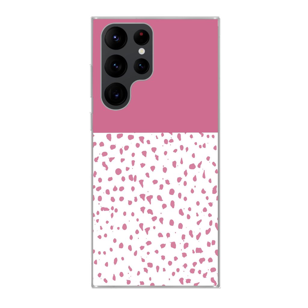 MuchoWow Handyhülle Schutzhülle Hülle für Samsung Galaxy S22 Ultra Punkte - Rosa - Muster Silikon Softcase Handy Hülle - Abbildung