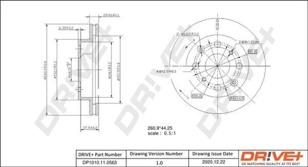 Disque de frein Dr!ve+ DP1010 haute durabilité pour Honda Civic et Jazz
