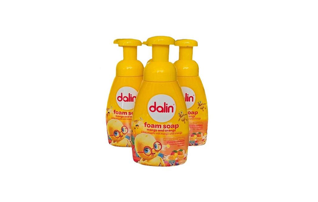 Dalin Schaumseife Mango & Orange 3 Flaschen - 200 ml | Milde Handseife für Kinder & empfindliche Haut | Mit Glycerin feuchtigkeitsspendend