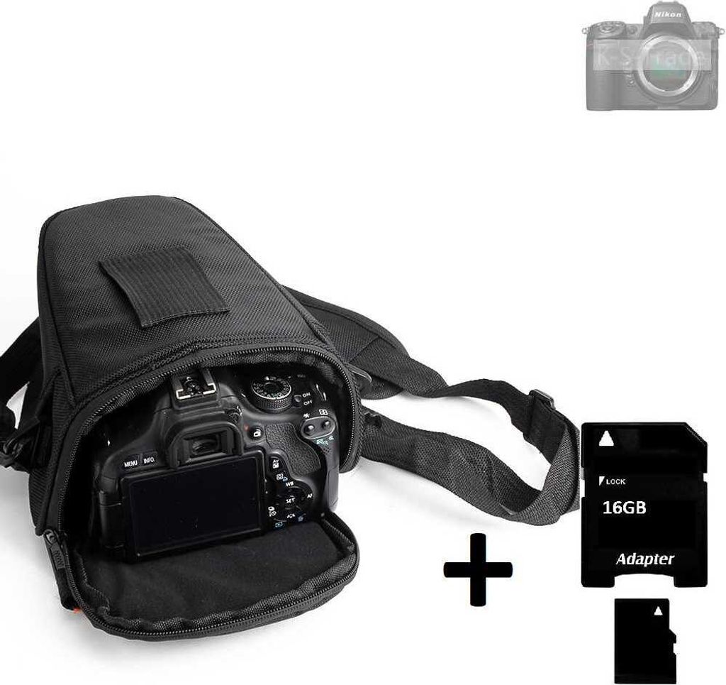 K-S-Trade Schultertasche kompatibel mit Nikon Z 8 Colt Kameratasche für Systemkameras DSLR DSLM SLR, Bridge etc., + 16GB Speicherkarte Schutzhülle