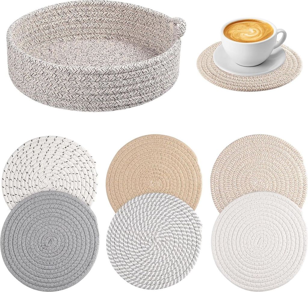 Gewebte Baumwoll- Platzsets - Set von 6 - hitzebeständig - 8 Zoll