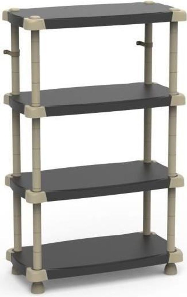 Kunststoffregal, 4 Etagen, 88 x 43 x 150 cm, Schwarz