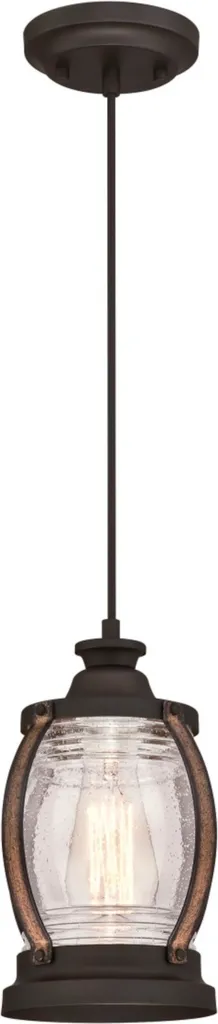 Lustre suspension vintage Canyon Bronze, luminaire verre vieilli 1 feu