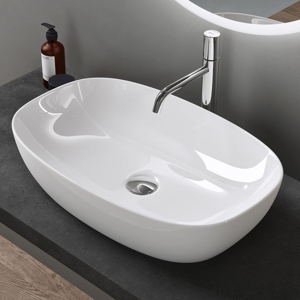 doporro Lavabo Vasque à Poser Blanc 60x39,5x14 cm Lave Image du produit 